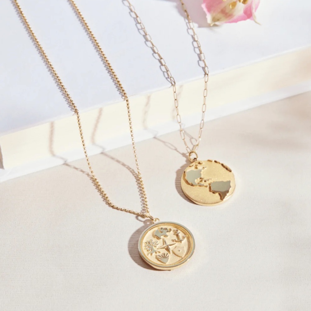 Tiny Tags coin pendant necklace
